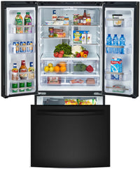 GE Profile 24.5 Cu. Ft. French-Door Refrigerator with Space-saving Icemaker – PNE25NGLKWW - Refrigerator with Exterior Water/Ice Dispenser in Black