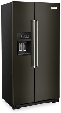 KitchenAid 22.6 Cu. Ft. Counter-Depth Side-by-Side Refrigerator - KRSC703HBS - Refrigerator in Black Stainless Steel with PrintShield Finish