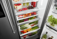 KitchenAid 22.6 Cu. Ft. Counter-Depth Side-by-Side Refrigerator - KRSC703HBS - Refrigerator in Black Stainless Steel with PrintShield Finish