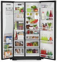 KitchenAid 22.6 Cu. Ft. Counter-Depth Side-by-Side Refrigerator - KRSC703HBS - Refrigerator in Black Stainless Steel with PrintShield Finish
