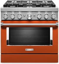 KitchenAid 36'' Smart Commercial-Style Dual Fuel Range - KFDC506JSC - Dual Fuel Range in Scorched Orange