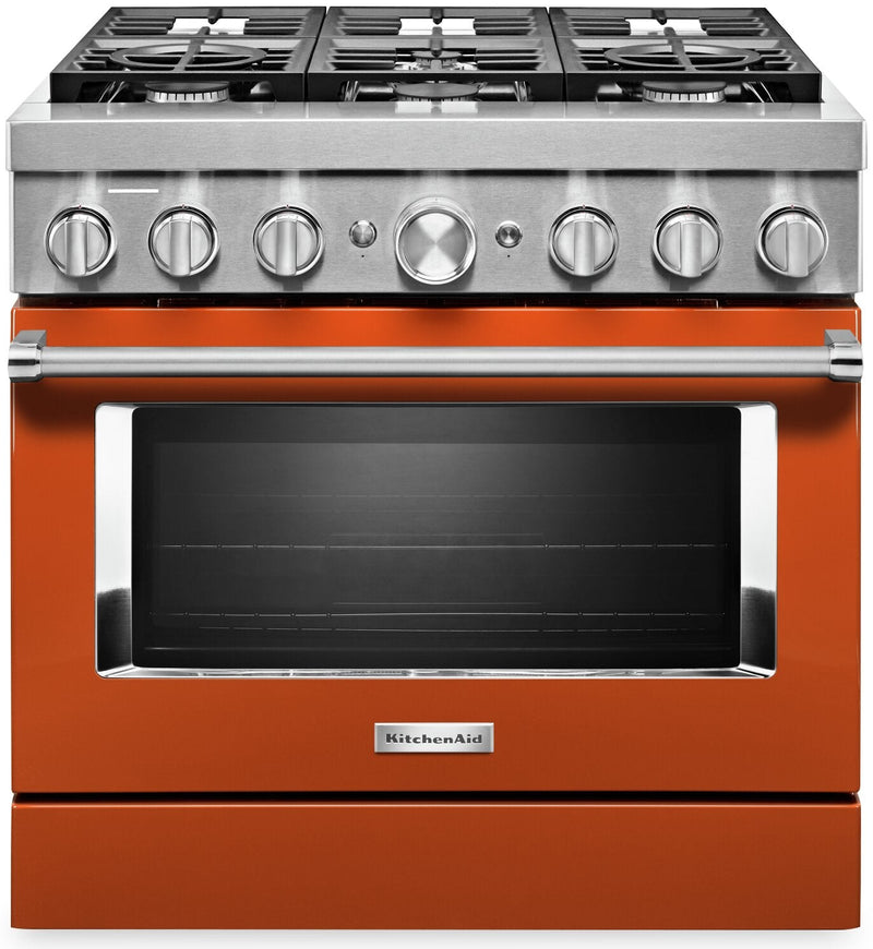 KitchenAid 36'' Smart Commercial-Style Dual Fuel Range - KFDC506JSC - Dual Fuel Range in Scorched Orange