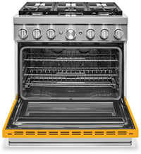KitchenAid 36'' Smart Commercial-Style Dual Fuel Range - KFDC506JYP - Dual Fuel Range in Yellow Pepper