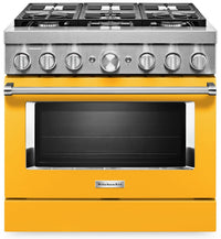 KitchenAid 36'' Smart Commercial-Style Dual Fuel Range - KFDC506JYP - Dual Fuel Range in Yellow Pepper