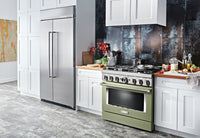 KitchenAid 36'' Smart Commercial-Style Dual Fuel Range - KFDC506JAV - Dual Fuel Range in Matte Avocado 
