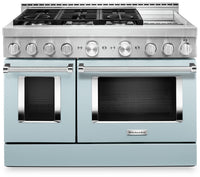 KitchenAid 48'' Smart Commercial-Style Dual Fuel Range with Griddle - KFDC558JMB - Dual Fuel Range in Misty Blue 