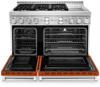 KitchenAid 48'' Smart Commercial-Style Gas Range with Griddle - KFGC558JSC - Gas Range in Scorched Orange