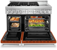 KitchenAid 48'' Smart Commercial-Style Dual Fuel Range with Griddle - KFDC558JSC - Dual Fuel Range in Scorched Orange