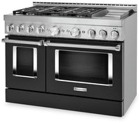 KitchenAid 48'' Smart Commercial-Style Dual Fuel Range with Griddle - KFDC558JBK - Dual Fuel Range in Imperial Black 