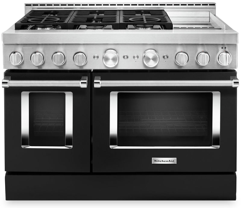 KitchenAid 48" Smart Commercial-Style Gas Range with Griddle - KFGC558JBK|Cuisinière à gaz intelligente KitchenAid 48 po de style commercial, plaque chauffante - KFGC558JBK|KFGC558K