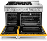 KitchenAid 48'' Smart Commercial-Style Gas Range with Griddle - KFGC558JYP - Gas Range in Yellow Pepper