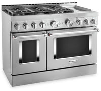 KitchenAid 48" Smart Commercial-Style Gas Range with Griddle - KFGC558JSS|Cuisinière à gaz intelligente KitchenAid 48 po de style commercial, plaque chauffante - KFGC558JSS|KFGC558S