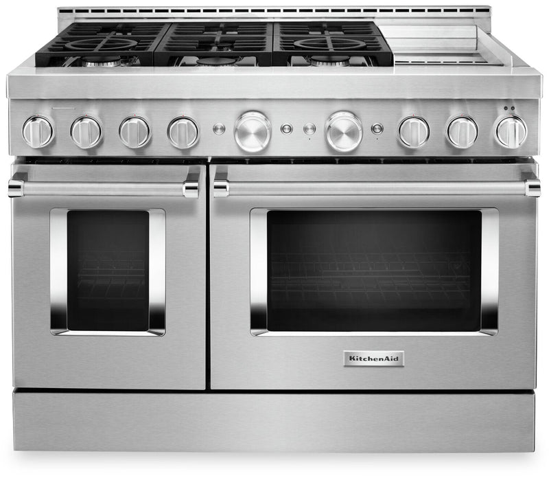 KitchenAid 48" Smart Commercial-Style Gas Range with Griddle - KFGC558JSS|Cuisinière à gaz intelligente KitchenAid 48 po de style commercial, plaque chauffante - KFGC558JSS|KFGC558S