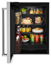 KitchenAid 5 Cu. Ft. Under-Counter Refrigerator with Left-Swing Door - KURL114KSB | Réfrigérateur sous le comptoir KitchenAid de 5 pi3 avec charnières à gauche - KURL114KSB | KURL114S