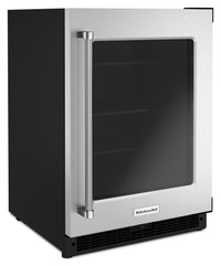 KitchenAid 5.2 Cu. Ft. Under-Counter Refrigerator with Glass Door - KURR214KSB | Réfrigérateur sous le comptoir KitchenAid de 5,2 pi3 avec porte en verre - KURR214KSB | KURR214S
