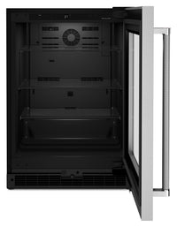 KitchenAid 5.2 Cu. Ft. Under-Counter Refrigerator with Glass Door - KURR214KSB | Réfrigérateur sous le comptoir KitchenAid de 5,2 pi3 avec porte en verre - KURR214KSB | KURR214S