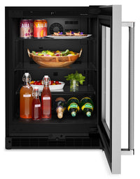 KitchenAid 5.2 Cu. Ft. Under-Counter Refrigerator with Glass Door - KURR214KSB | Réfrigérateur sous le comptoir KitchenAid de 5,2 pi3 avec porte en verre - KURR214KSB | KURR214S