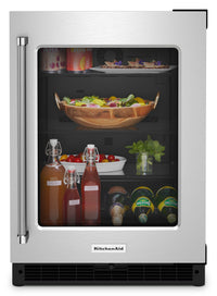 KitchenAid 5.2 Cu. Ft. Under-Counter Refrigerator with Glass Door - KURR214KSB | Réfrigérateur sous le comptoir KitchenAid de 5,2 pi3 avec porte en verre - KURR214KSB | KURR214S