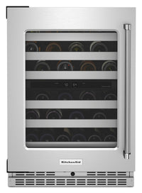 KitchenAid 5 Cu. Ft. 46-Bottle Wine Cellar with Left-Swing Door - KUWL314KSS | Cellier à vin KitchenAid de 5 pi3 pour 46 bouteilles avec charnières de porte à gauche - KUWL314KSS | KUWL314S