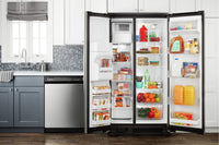 Amana 21 Cu. Ft. Side-By-Side Refrigerator with Dual Pad External Ice and Water Dispenser – ASI2175G - Refrigerator with Exterior Water/Ice Dispenser in Stainless Steel
