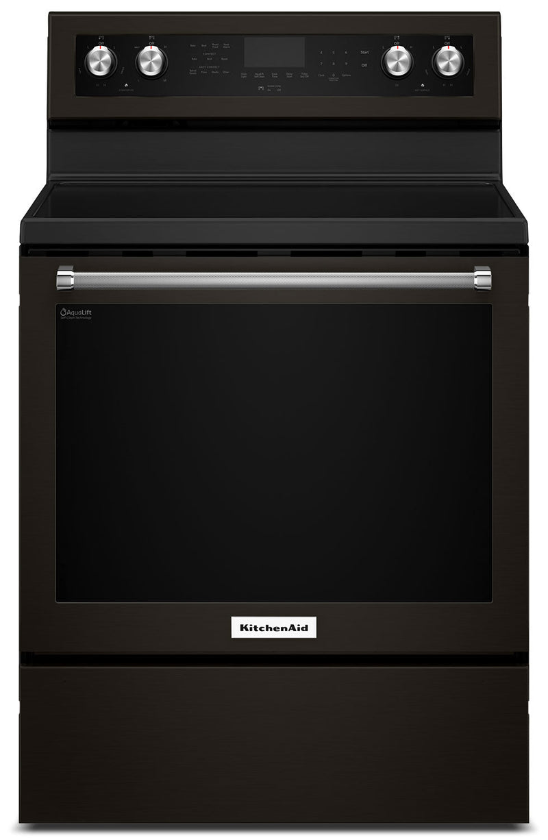 KitchenAid 6.4 Cu Ft. Five-Element Electric Convection Range - YKFEG500EBS - Electric Range in Black Stainless Steel