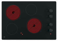 GE 30" Electric Cooktop with Built-In Knob-Control - Black - Electric Cooktop in Black