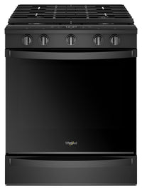Whirlpool® 5.8 Cu. Ft. Smart Slide-in Gas Range with EZ-2-Lift™ Hinged Cast-iron Grates - WEG750H0HB - Gas Range in Black