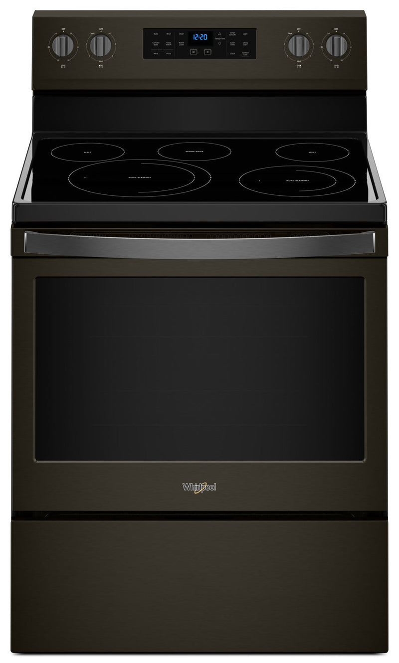 Whirlpool® 5.3 Cu. Ft. Freestanding Electric Range with Fan Convection Cooking - Electric Range in Black Stainless Steel