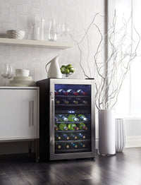 Danby Designer 4.0 Cu. Ft. 38-Bottle Wine Cooler – DWC040A3BSSDD - Refrigerator in Stainless Steel/Black