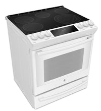 GE Profile 6.3 Cu. Ft. Slide-In 5-Element Smooth-Top Electric Range – PCS940DMWW|Cuisinière électrique encastrée GE Profile de 6,3 pi³ avec surface lisse à 5 éléments – PCS940DMWW|PCS940WW