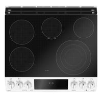 GE Profile 6.3 Cu. Ft. Slide-In 5-Element Smooth-Top Electric Range – PCS940DMWW|Cuisinière électrique encastrée GE Profile de 6,3 pi³ avec surface lisse à 5 éléments – PCS940DMWW|PCS940WW