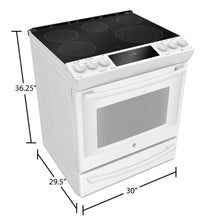 GE Profile 6.3 Cu. Ft. Slide-In 5-Element Smooth-Top Electric Range – PCS940DMWW|Cuisinière électrique encastrée GE Profile de 6,3 pi³ avec surface lisse à 5 éléments – PCS940DMWW|PCS940WW