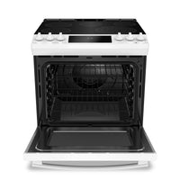 GE Profile 6.3 Cu. Ft. Slide-In 5-Element Smooth-Top Electric Range – PCS940DMWW|Cuisinière électrique encastrée GE Profile de 6,3 pi³ avec surface lisse à 5 éléments – PCS940DMWW|PCS940WW