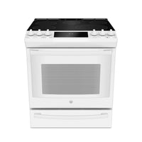 GE Profile 6.3 Cu. Ft. Slide-In 5-Element Smooth-Top Electric Range – PCS940DMWW|Cuisinière électrique encastrée GE Profile de 6,3 pi³ avec surface lisse à 5 éléments – PCS940DMWW|PCS940WW
