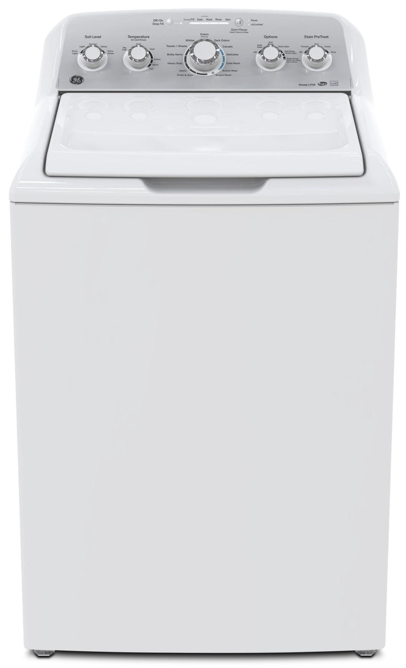 GE 4.9 Cu. Ft. Capacity Top Load Washer with Stainless Steel Drum– GTW485BMMWS - Washer in White