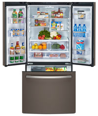 GE Profile 24.5 Cu. Ft. French-Door Refrigerator with Space-saving Icemaker – PNE25NMLKES - Refrigerator with Exterior Water/Ice Dispenser in Slate