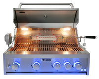 Thor Kitchen 4-Burner Gas Barbecue Grill with Rotisserie - MK04SS304  | Barbecue gril à gaz Thor Kitchen à 4 brûleurs avec brûleur de rôtisserie - MK04SS304  | MK04SBBQ