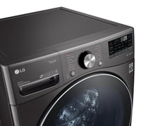 LG 5.2 Cu. Ft. AI Front-Load Washer and 7.4 Cu. Ft. Gas Dryer - Black | Laveuse IA à chargement frontal de 5,2 pi³ et sécheuse à gaz de 7,4 pi³ de LG - noires | LGFL410G