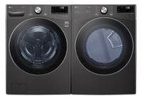 LG 5.2 Cu. Ft. AI Front-Load Washer and 7.4 Cu. Ft. Gas Dryer - Black | Laveuse IA à chargement frontal de 5,2 pi³ et sécheuse à gaz de 7,4 pi³ de LG - noires | LGFL410G