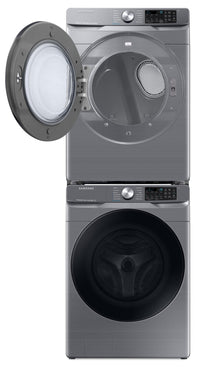 Samsung 5.2 Cu. Ft. Front-Load Washer and 7.5 Cu. Ft. Gas Dryer - Platinum | Laveuse à chargement frontal de 5,2 pi³ et sécheuse à gaz de 7,5 pi³ de Samsung - platine | SAFL630G