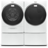 Whirlpool 5.8 Cu. Ft. Smart Front-Load Washer and 7.4 Front-Load Gas Dryer – White - Laundry Set in White