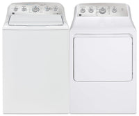 GE 4.9 Cu. Ft. Top Load Washer and 7.2 Cu. Ft. Gas Dryer – White | Laveuse à chargement par le haut de 4,9 pi³ et sécheuse à gaz de 7,2 pi³ de GE - blanches | GETL490G