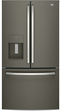 GE 25.5 Cu. Ft. French-Door Refrigerator with Exterior Ice and Water - GFE26JMMES - Refrigerator in Slate