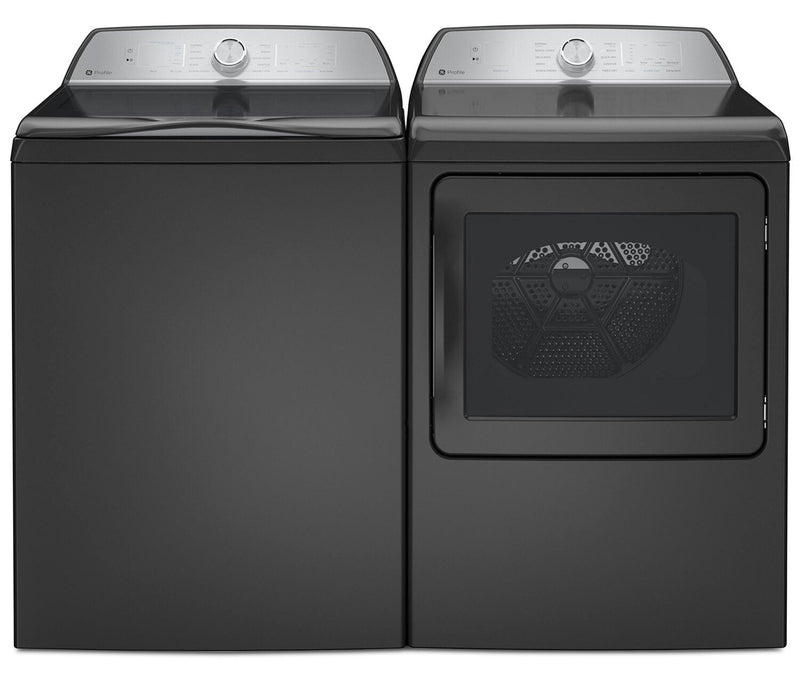 GE Profile 5.8 Cu. Ft. Top-Load Washer and 7.4 Cu. Ft. Electric Dryer - Diamond Grey | Laveuse à chargement par le haut de 5,8 pi3 et sécheuse électrique de 7,4 pi3 de GE Profile - gris diamant | GETL600G