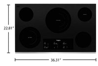 Whirlpool 36" Electric Ceramic Glass Cooktop - WCE97US6KS | Surface de cuisson électrique Whirlpool de 36 po en vitrocéramique - WCE97US6KS | WCE976KS