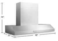 KitchenAid® 48" Commercial-Style Wall-Mount Canopy Range Hood - KVWC958KSS | Hotte de cuisinière murale à pavillon KitchenAid de style commercial de 48 po - KVWC958KSS | KVWC958S