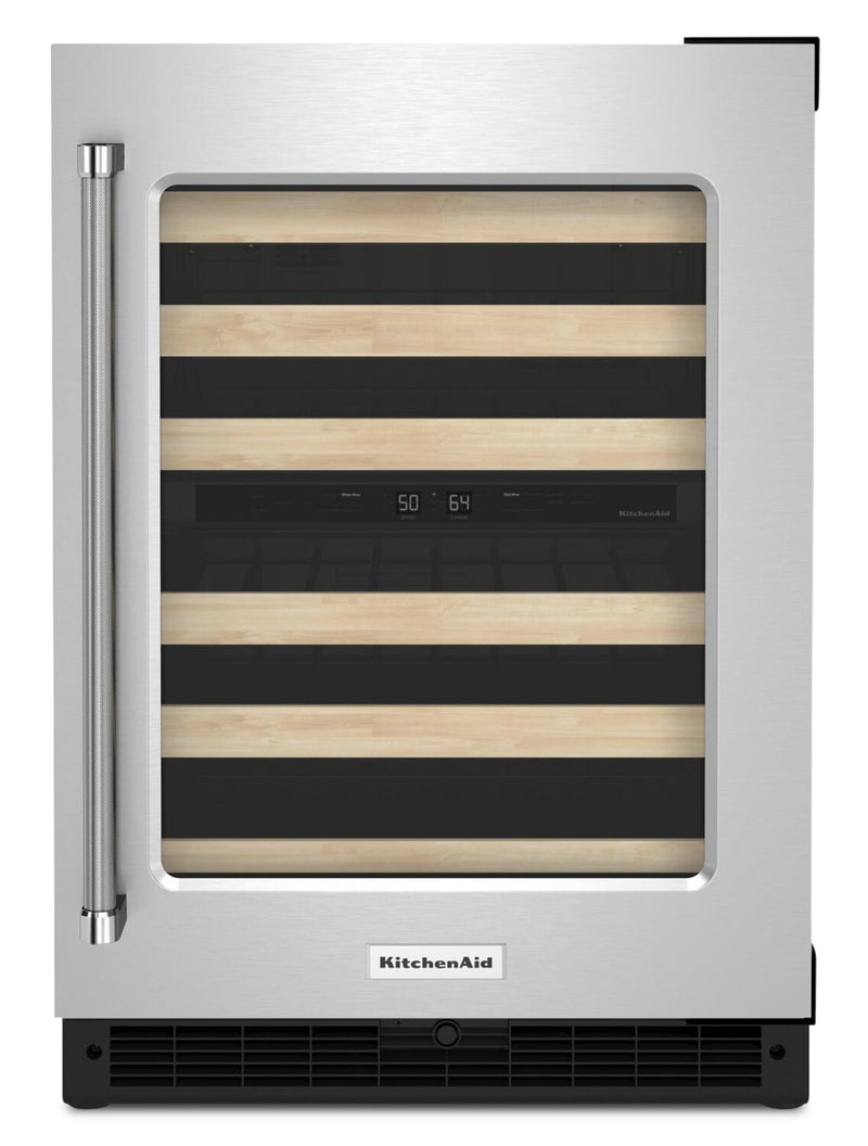 KitchenAid 5 Cu. Ft. 46-Bottle Wine Cellar with Right-Swing Door - KUWR214KSB | Cellier à vin KitchenAid de 5 pi3 pour 46 bouteilles avec charnières de porte à droite - KUWR214KSB | KUWR214S