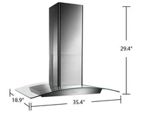 Broan Elite 36" Curved Glass Canopy Island Range Hood - EI5936SS | Hotte pour îlot Broan Elite de 36 po avec panneau en verre incurvé de style auvent - EI5936SS | EI5936SS