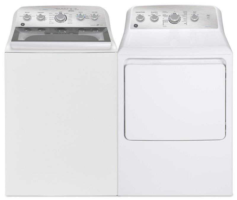 GE 5 Cu. Ft. Top-Load Washer and 7.2 Cu. Ft. Electric Dryer with SaniFresh  | Laveuse à chargement par le haut 5 pi³ et sécheuse électrique de 7,2 pi³ de GE avec cycle SaniFresh  | GETL580W
