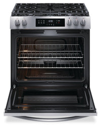 Frigidaire 5.1 Cu. Ft. Front-Control Gas Range with Quick Boil - FCFG3062AS | Cuisinière à gaz Frigidaire de 5,1 pi3 avec commandes à l’avant et ébullition rapide - FCFG3062AS | FCFG306S